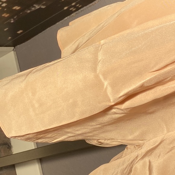 TIBI - silk pocketed, pleated romper: rose gold, square neck, button closure - 4 - Picture 10 of 16